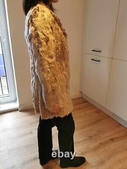 Female Beige Real Goat Fur Coat S size