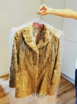 Female Beige Real Goat Fur Coat S size