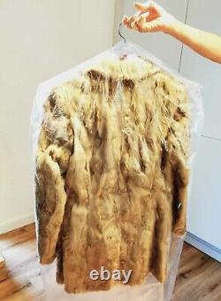 Female Beige Real Goat Fur Coat S size