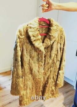 Female Beige Real Goat Fur Coat S size