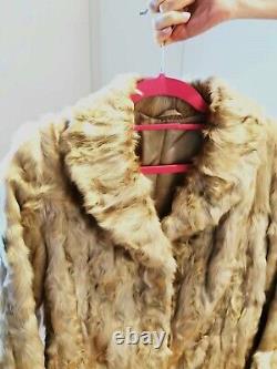 Female Beige Real Goat Fur Coat S size