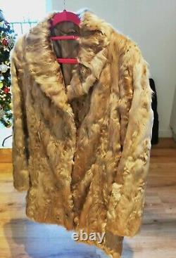 Female Beige Real Goat Fur Coat S size