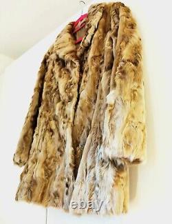 Female Beige Real Goat Fur Coat S size