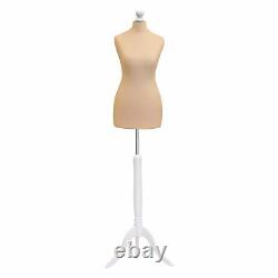 Female Size 8/10 Dressmakers Tailors Dummy torso White TRIPOD Wooden Stand