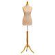 Female Size 8/10 Tailors Dummy Torso Bust Cream Light Wood Tripod Stand