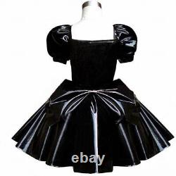 French Maid Sissy Sexy Girl Black Pvc Lockable Dress Cosplay Costume Tailored