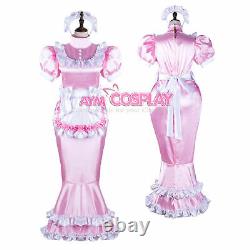 French lockable Sissy Maid Satin dress Fish Tail unisex Tailor-made