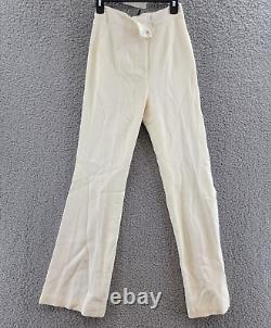 Galvan Tailored Suit Pants Women's Off White Wool Side Pockets Zip Hook & Bar 2
