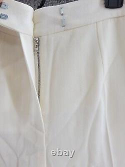 Galvan Tailored Suit Pants Women's Off White Wool Side Pockets Zip Hook & Bar 2