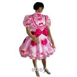 Gothic Lockable Sissy Dress Pink Satin Tailor-made