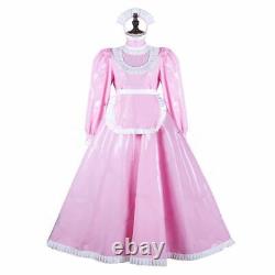 Gothic Lolita Girl Maid Sissy Pink PVC Lockable cosplay Costumes CD/TV Tailored