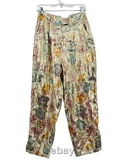 Hayley Menzies Shimmering Bonita Silk Jacquard Tailored Trousers Size Small