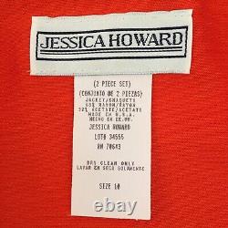 Jessica Howard Vintage Pant Set Size 10 Color Orange Tortoise Shell Buttons