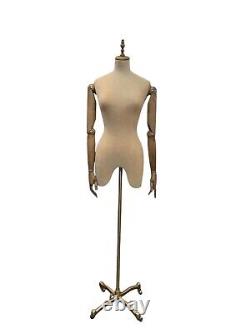 John Barbour & Sons Cream Female Tailored Cloth Mannequin Bust Adjustable Arms