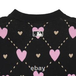 MLB KOREA Women's Heart Crop Cardigan, Black New York Yankees