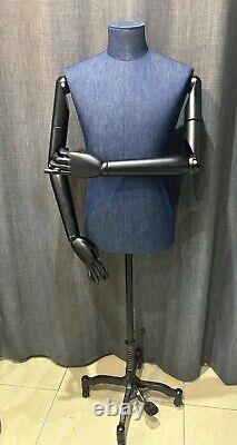 Male Adjustable Mannequin On Weighted Base With articulated arms Vgc Tailors N. Y