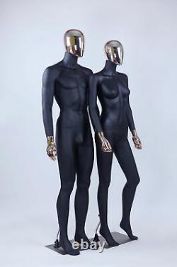 Male Female Abstract Mannequin Electroplating Head Hand New Black
