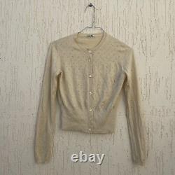 Miu Miu Cardigan Cashmere Silk Cropped Sweater Crew neck yellow womens sz 2US XS