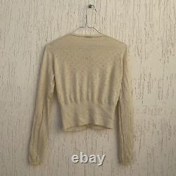 Miu Miu Cardigan Cashmere Silk Cropped Sweater Crew neck yellow womens sz 2US XS