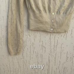 Miu Miu Cardigan Cashmere Silk Cropped Sweater Crew neck yellow womens sz 2US XS