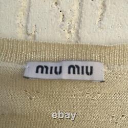 Miu Miu Cardigan Cashmere Silk Cropped Sweater Crew neck yellow womens sz 2US XS