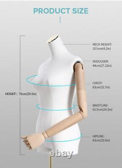 New Female Male Tailors Dummy Mannequin With Articulated Wooden Arms Metal Base