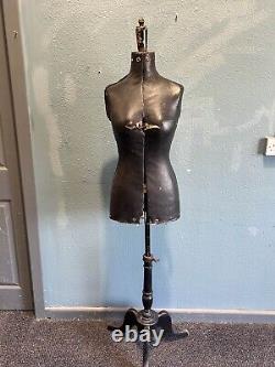 Old Vintage French Stockman Adjustable Tailors Mannequin on Wooden Tripod Base