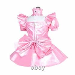 Pink Satin Sissy Maid Girl Lockable Dress Cos Cosplay Costume Tailor-made