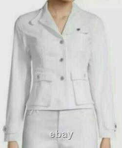 Polo Ralph Lauren Tessie Denim Shrunken White Crop Jacket Blazer Size 8 NWT $398