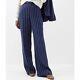 Polo Ralph Lauren Womens Pinstripe Linen Suit Trousers Size 14 Navy Wide Leg
