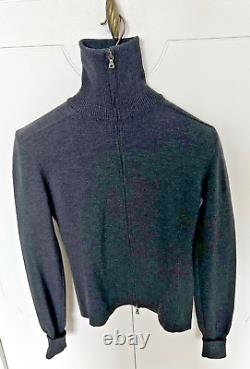 Prada Charcoal Gray Wool Knit Zip Up Sweater (40)