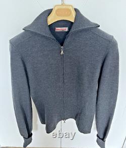 Prada Charcoal Gray Wool Knit Zip Up Sweater (40)