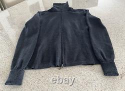 Prada Charcoal Gray Wool Knit Zip Up Sweater (40)