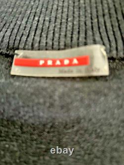 Prada Charcoal Gray Wool Knit Zip Up Sweater (40)