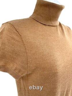RALPH LAUREN COLLECTION Short-Sleeve Cashmere Turtleneck Sweater Camel Size M