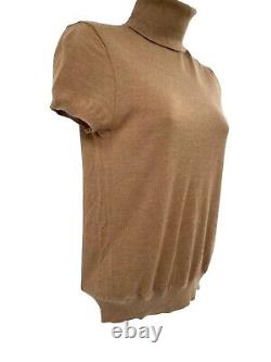 RALPH LAUREN COLLECTION Short-Sleeve Cashmere Turtleneck Sweater Camel Size M