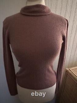 SABLYN 100% Cashmere Sweater Turtleneck Ribbed Mauve Pink Pullover Size S