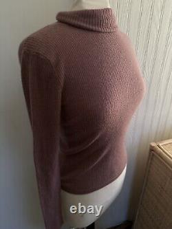 SABLYN 100% Cashmere Sweater Turtleneck Ribbed Mauve Pink Pullover Size S