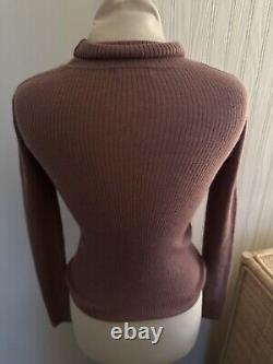 SABLYN 100% Cashmere Sweater Turtleneck Ribbed Mauve Pink Pullover Size S