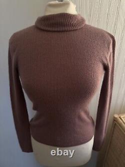 SABLYN 100% Cashmere Sweater Turtleneck Ribbed Mauve Pink Pullover Size S