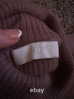 SABLYN 100% Cashmere Sweater Turtleneck Ribbed Mauve Pink Pullover Size S