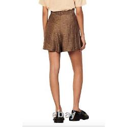 Sandro Gael Pleated High Waist Jacquard Skort Brown Womens Size 36 US 2 4