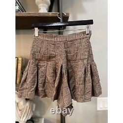 Sandro Gael Pleated High Waist Jacquard Skort Brown Womens Size 36 US 2 4