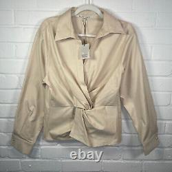 Second Female Cheer Twist Blouse Shirt Small UK 10 Beige Tailored Smart Office