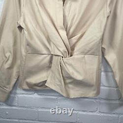 Second Female Cheer Twist Blouse Shirt Small UK 10 Beige Tailored Smart Office