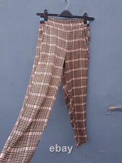 Second Female Cian MW Trousers Womens Size XS 27 Waist Multi Check 100% Viscose