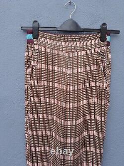 Second Female Cian MW Trousers Womens Size XS 27 Waist Multi Check 100% Viscose