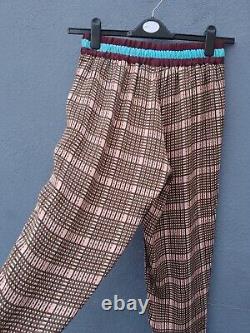 Second Female Cian MW Trousers Womens Size XS 27 Waist Multi Check 100% Viscose