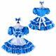 Sissy Girl Maid Blue Satin Lockable Cross Dresser Dress Cosplay Costume Tailored