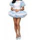 Sissy Girl Maid Lockable Blue Satin Fluffy Dress Cosplay Costume Tailored